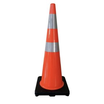 36" Orange Cone with Reflective Tape and 10lbs Black Base  - QTY: 5